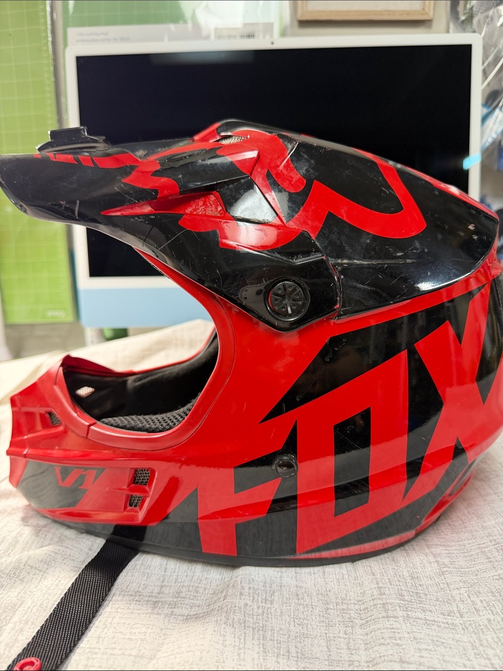 Fox Red and Black Full-Face Helmet with DOT Certification - large
